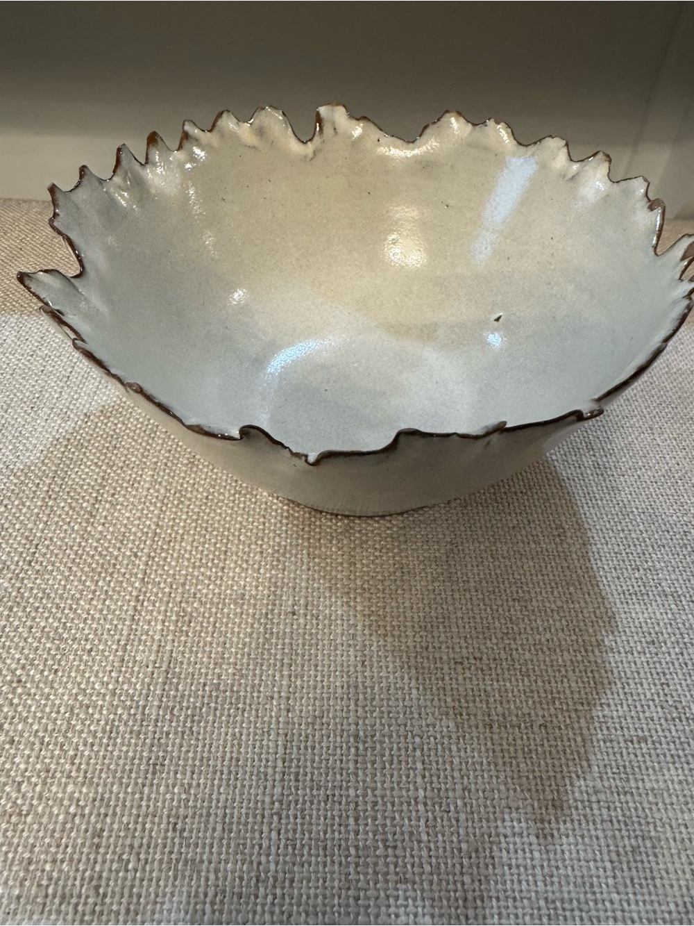 Studio Pottery Bowl  Rough Textured stamp mark SR art pottery center piece